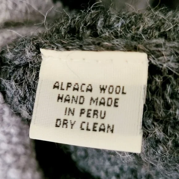 Vintage 100% Alpaca Cardigan Gray Handmade Fair Isle Size‎ Small grandpa Granny - Picture 8 of 8